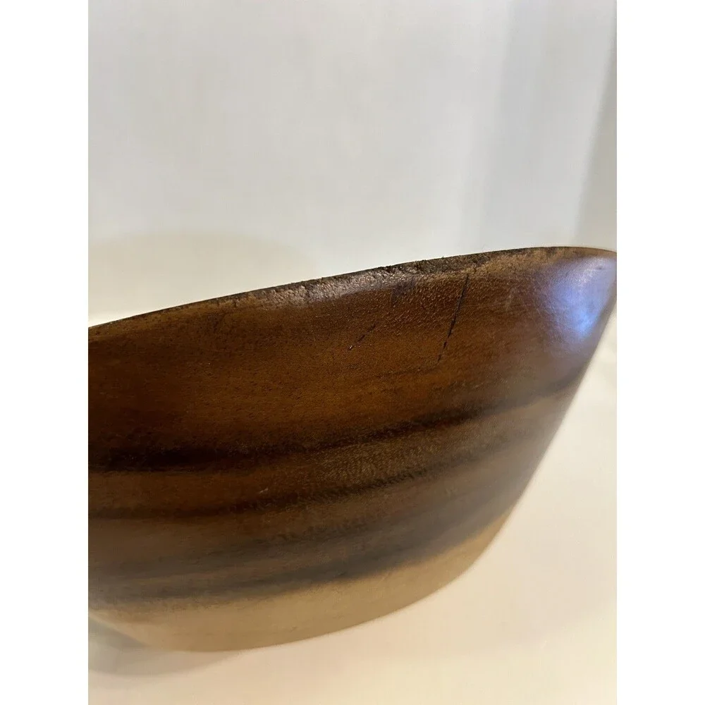 Round Wood Dough Bowl 12” x 4” Farmhouse Variegated Color